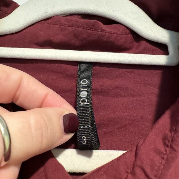 Porto Maroon Asymmetrical Button Up Shirt Lagenlook Cotton Size 10 - Picture 3 of 6